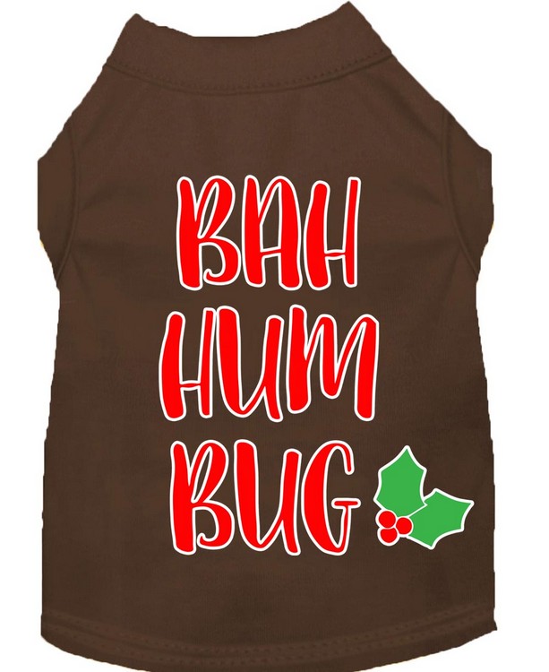 Bah Humbug Screen Print Dog Shirt Brown XS